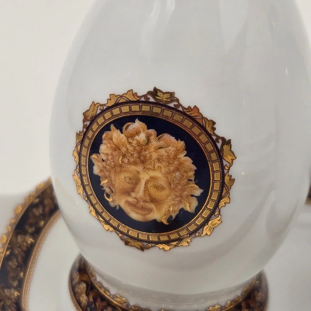 Vintage T Limoges France Bacchus Porcelain Vanity Set Tray Trinket Box